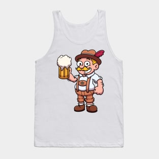 Bavarian Man In Traditional Clothes With Beer Tank Top